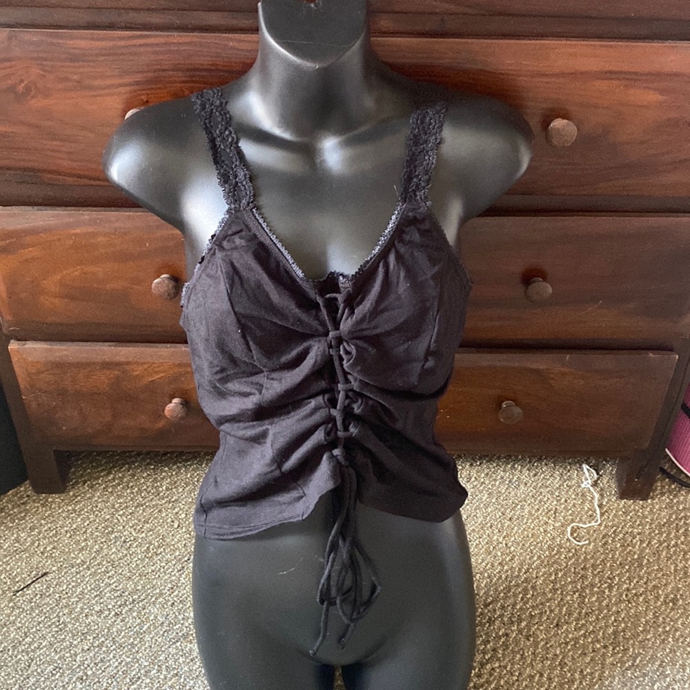 Black Mock Corset Tank